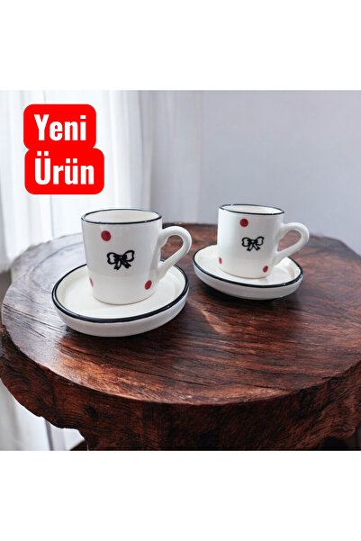 Ganita home Coffee Cup Bow & Polka Dot Model Black 2 Person 4 Piece Special G...