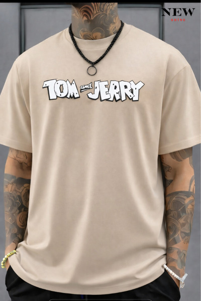 New Shine تي شيرت مطبوع عليه نص توم وجيري للجنسين