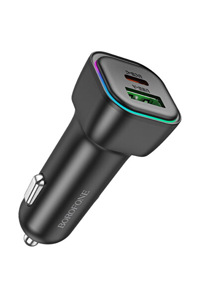 Borofone USB-C + USB-A cu LED 30W Negru
