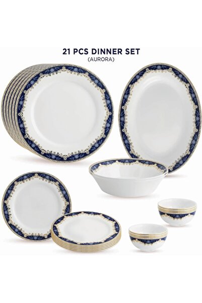 PEGGY OLIVER Aurora Collection 21 Pcs Dinner Set Real Gold Plated