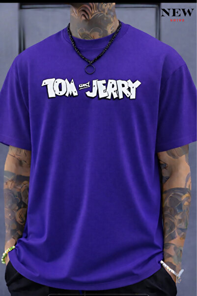 New Shine تي شيرت مطبوع عليه نص توم وجيري للجنسين