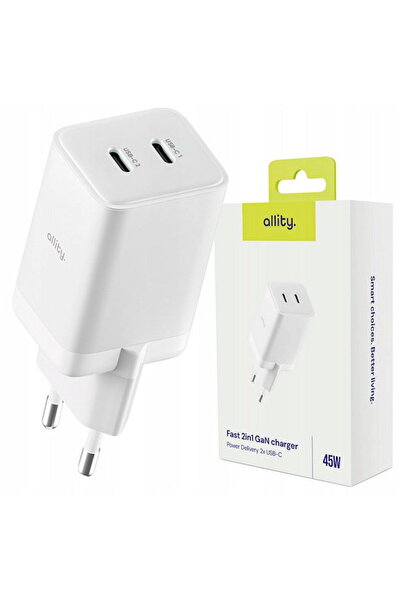 allity ATC-01-45WCC GaN PD QC 2x USB-C 1x USB-A 45W Alb