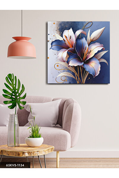 Evinemoda Pânză pătrată dintr-o singură bucată Blue White Lily - Pânză decora...