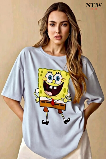 New Shine تي شيرت مطبوع عليه سبونج بوب للجنسين