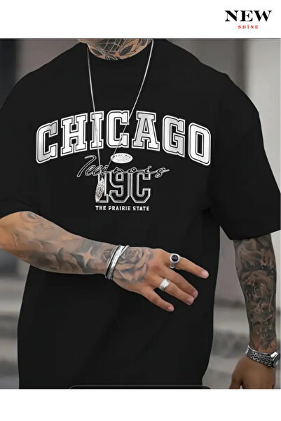 New Shine تي شيرت مطبوع عليه شيكاغو للجنسين