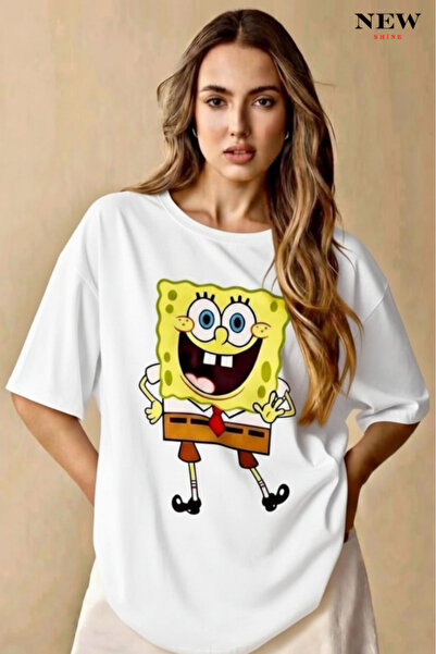 New Shine تي شيرت مطبوع عليه سبونج بوب للجنسين