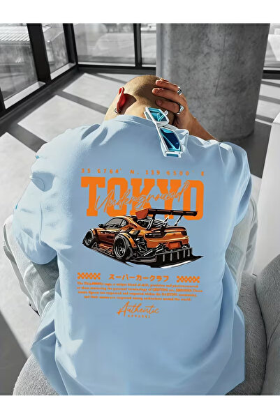 COMANCHERO تي شيرت رجالي من طوكيو ريسينغ جرافيك فرونت-باك مطبوع قصة فضفاضة