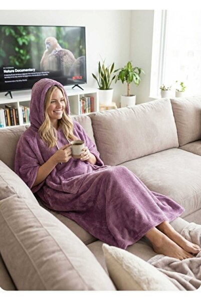 LaraLisa بطانية منزلية يمكن ارتداؤها تحافظ على الدفء بملمس ناعم