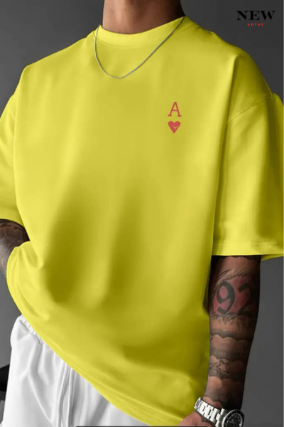New Shine تي شيرت مطبوع عليه حرف A للجنسين