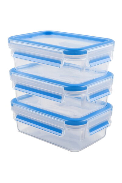 emsa CLIP & CLOSE food storage containers 0.55 liters (transparent/blue, rect...