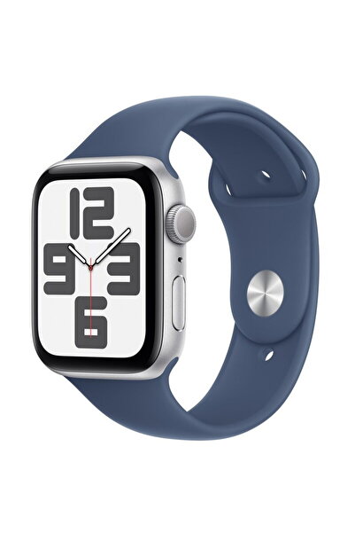 Apple Ceas SE GPS 44 mm Carcasă din aluminiu argintiu cu curea sport din deni...