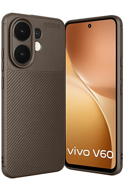 BSN STİL غطاء كربون بتركيز تلقائي من BSNSHOP لهاتف فيفو V60 5G - بني 1058986