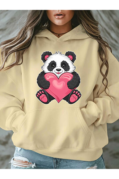 ibibik moda Panda Printed Women'S/Men's Unisex Oversized Hooded Sweatshirt