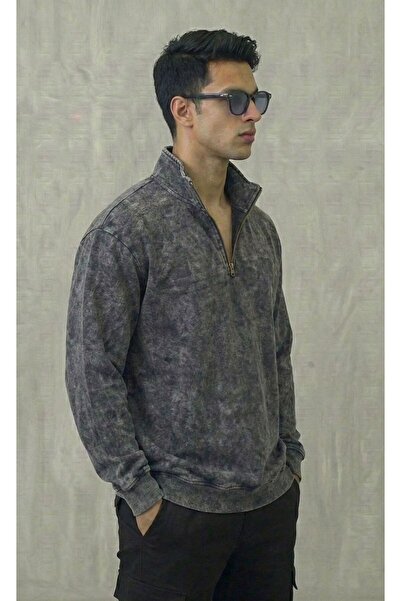 BİGOSSO Washable Zippered Polo Neck Sweatshirt