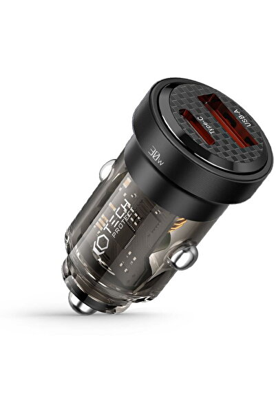 Tech-Protect CC30W, USB/USB-C, PD 30W, Încărcare rapidă 3.0, Negru