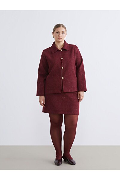 LC Waikiki Plus Size Slim Fit Tweed Mini Skirt