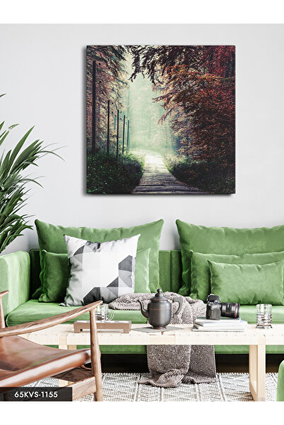 Evinemoda Drumul prin pădure cu copacul roșu - Pânză pătrată dintr-o singură ...