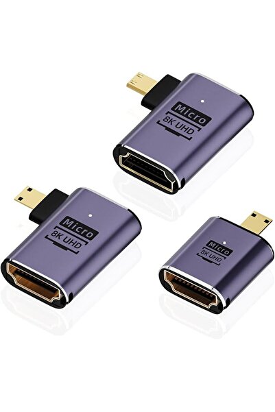 The Bros محول Micro HDMI إلى HDMI، 3 قطع، دقة 8K، زاوية 90 درجة يمينًا ويسارً...