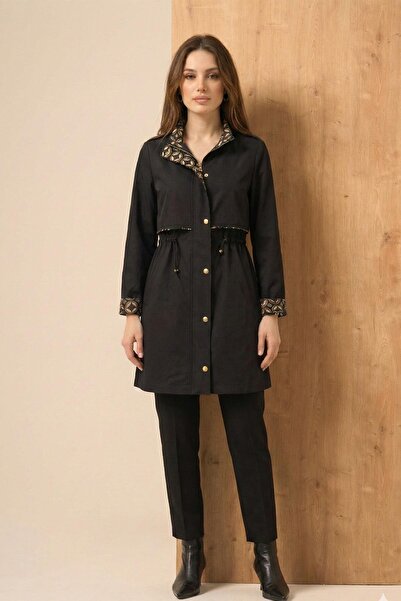 FTZ WOMEN Women's Trench Coat Black 31212