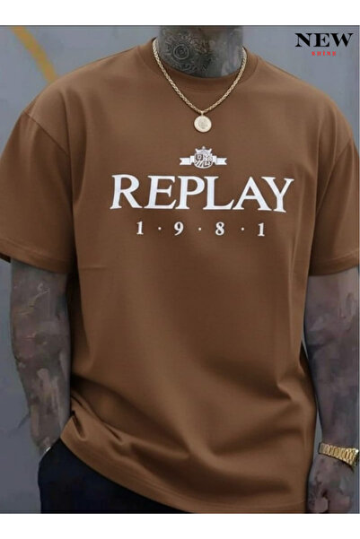 New Shine تي شيرت مطبوع للجنسين من ريبلاي 1981