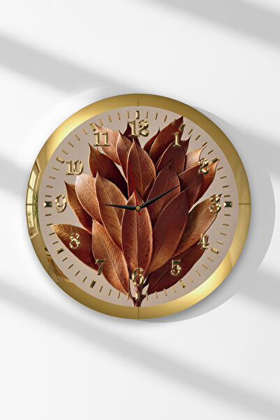 Zevahir Mobilya Dekorasyon Στρογγυλό ρολόι τοίχου MDF με θέμα τα φύλλα της ώρ...