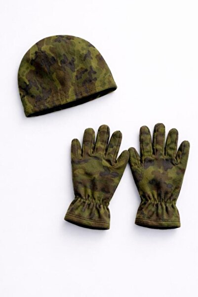 SINGLE SWORD Polar Beanie and Gloves - Black Camouflage