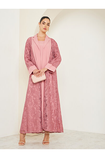 Styli طقم عباية وفستان محتشم للنساء مزين بالدانتيل