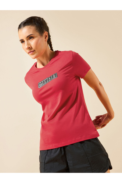 Cult By Styli Women Red Gains Typographic Training T-Shirt