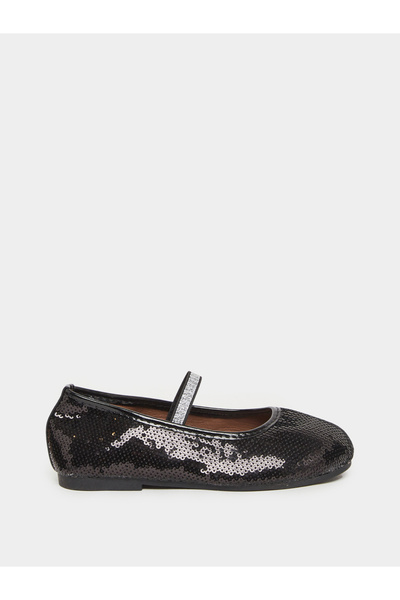 Styli Girls Black Sequin Ballerinas