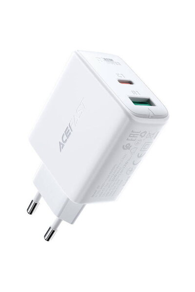 Acefast Încărcător de perete A5 PD32W, USB + USB-C Alb