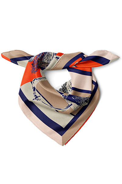 nehir eşarp At Figürlü Modern Desen Fular Bandana 50x50 Cm