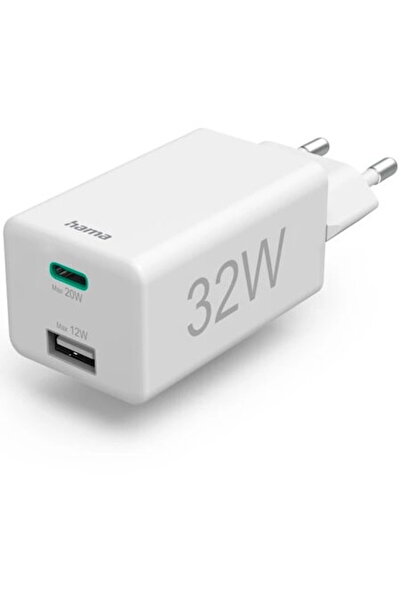 Hama PD/Qualcomm® 32W, 1xUSB-C, 1xUSB-A, Mini, White
