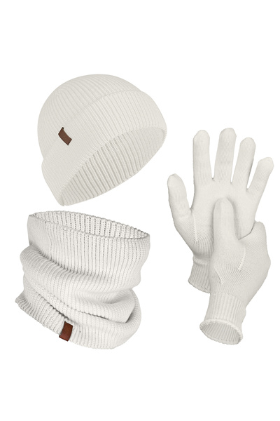 NORFOLK Winter Set 70% Merino Wool Thermal Beanie Neck Collar and Gloves 3-Pi...