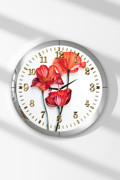 Zevahir Mobilya Dekorasyon Ceas de perete rotund din MDF cu tematică de flori...