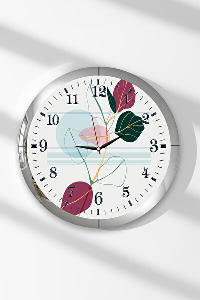 Zevahir Mobilya Dekorasyon Silver Framed Colorful Tulips Themed Round Mdf Wal...