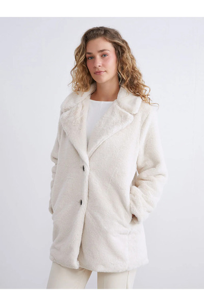 LC Waikiki Jachetă Guler Palton de blană pentru femei