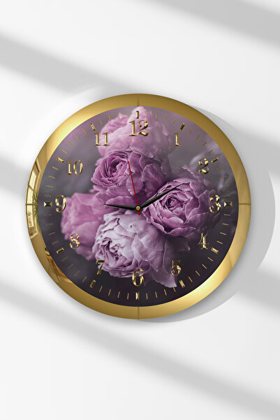 Zevahir Mobilya Dekorasyon Ceas de perete rotund din MDF cu tematică de flori...