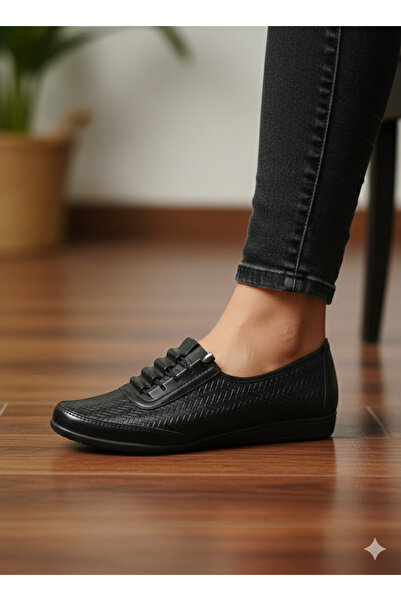 Wanetti siyah dolgu termo taban mevsimlik ayakkabı