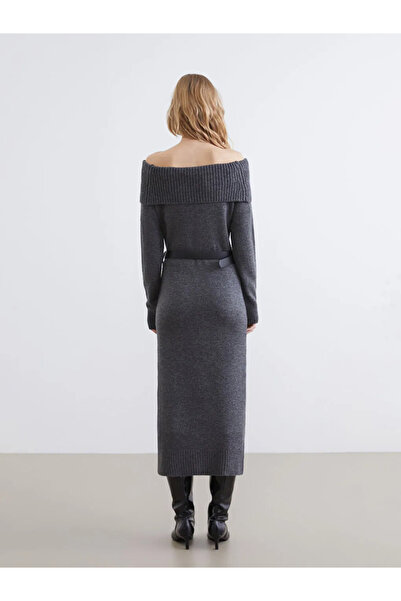 LC Waikiki Boat neck belted knit dress