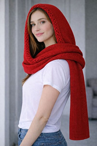 kuru Eșarfă tricotată cu glugă pentru femei – Eșarfă cu glugă și șal / Utiliz...