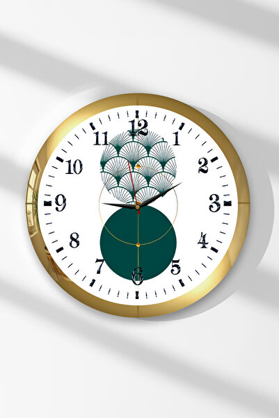 Zevahir Mobilya Dekorasyon Gold Framed Time Balance Themed Round Mdf Wall Clock