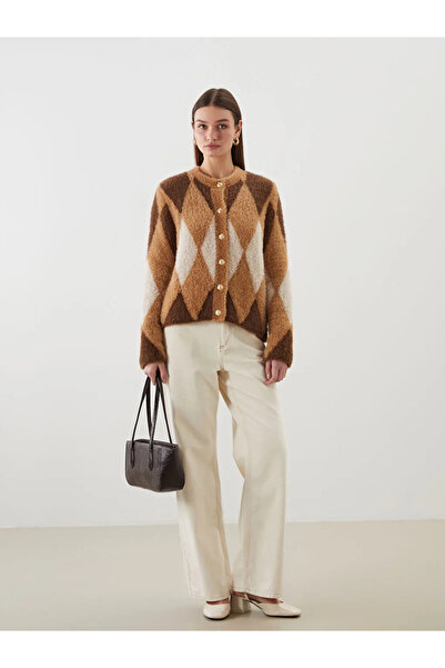 LC Waikiki Crew Neck Color Block Women's Knitwear Cardigan