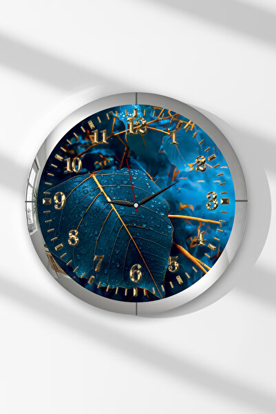 Zevahir Mobilya Dekorasyon Ceas de perete rotund din MDF cu tematică frunze c...