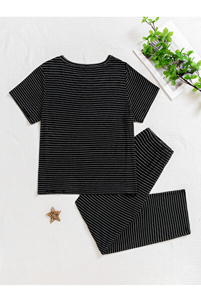 Take Two By Styli Lace Insert Short Sleeve Top and Pyjama Set