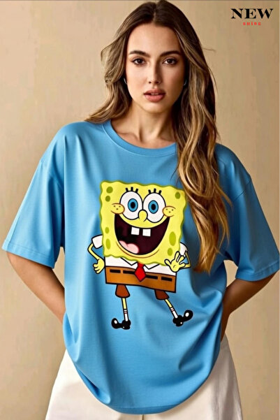 New Shine تي شيرت مطبوع عليه سبونج بوب للجنسين