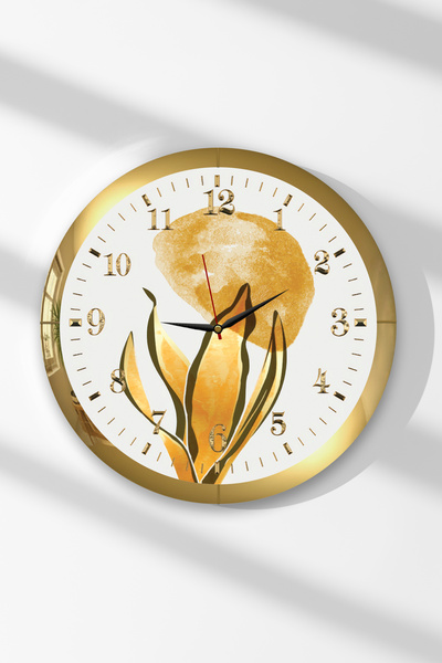 Zevahir Mobilya Dekorasyon Gold Framed Autumn Sparkle Themed Round Mdf Wall C...