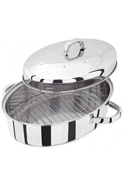 JUDGE Speciality Cookware oval grill tray, stainless steel, 32x22x15 cm, silver