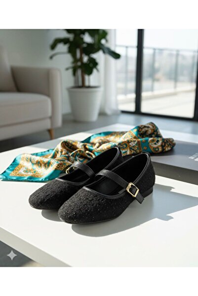 FEMME FATALE Babet Mary Jane din țesătură tweed cu cataramă LEILA