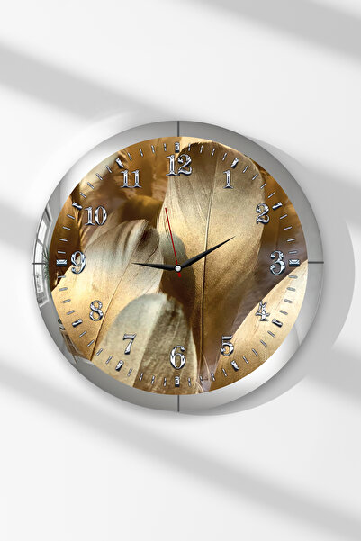 Zevahir Mobilya Dekorasyon Ceas de perete rotund din MDF cu tematică pene, ac...