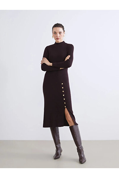 LC Waikiki Rochie din tricotaje pe jumătate cu gât rotic